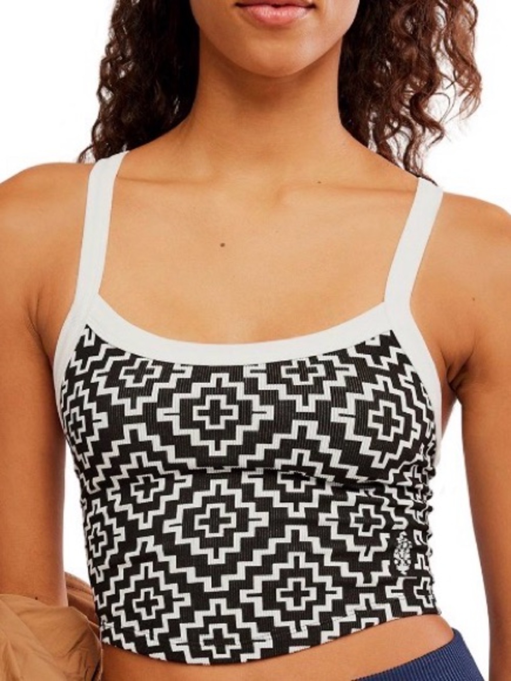 Free People All Clear Cami. NWT. Black geo